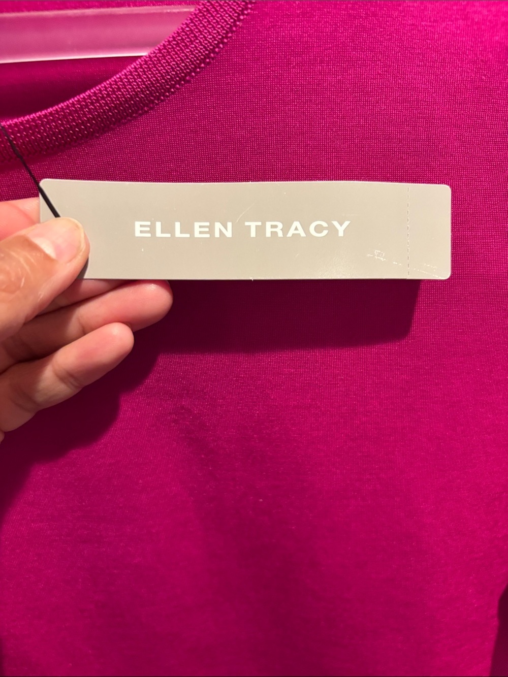 Ellen Tracy Short-Sleeve Crewneck Top in Fuchsia Pink size L - Picture 4 of 7